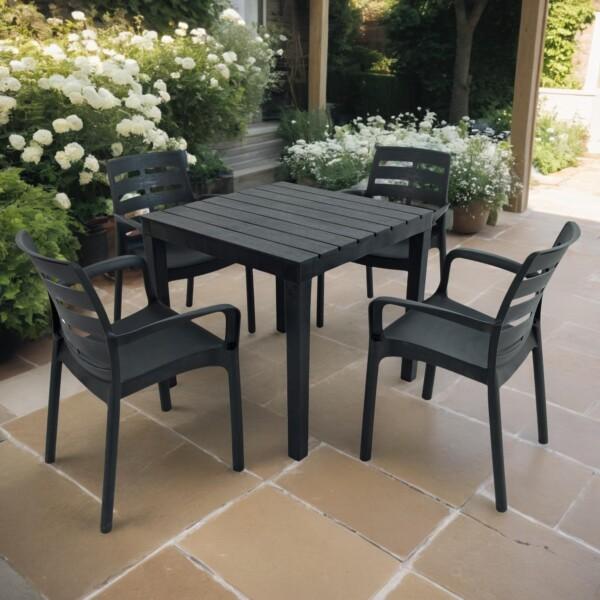 europa leisure Roma Rectangular Table with Siena Chairs in Anthracite
