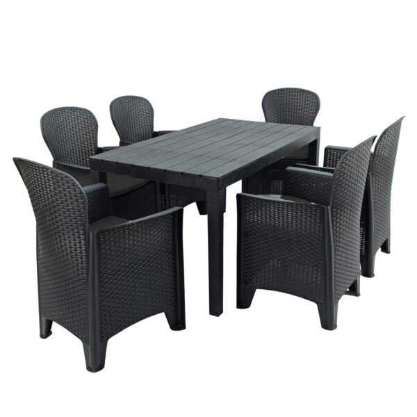 Europa Leisure Roma Table And Sicily Chairs In Anthracite