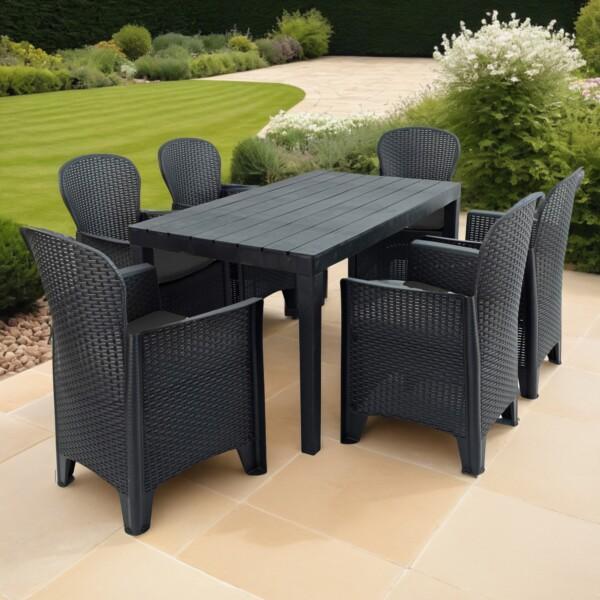 europa leisure Roma Table and Sicily Chairs in anthracite