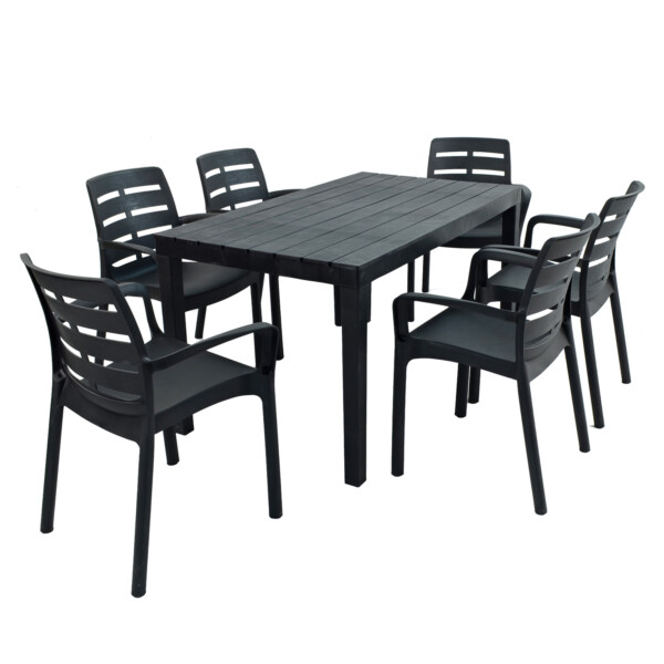 Europa Leisure Roma Table And Siena Chairs In Anthracite