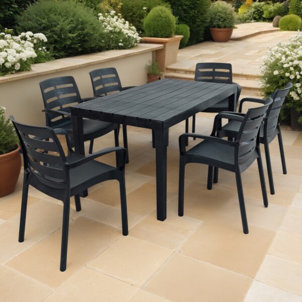 europa leisure Roma Table and Siena Chairs in anthracite