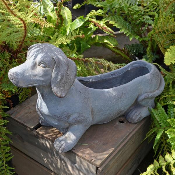 europa leisure Sausage Dog Planter - blue iron effect - Europa Leisure (UK)