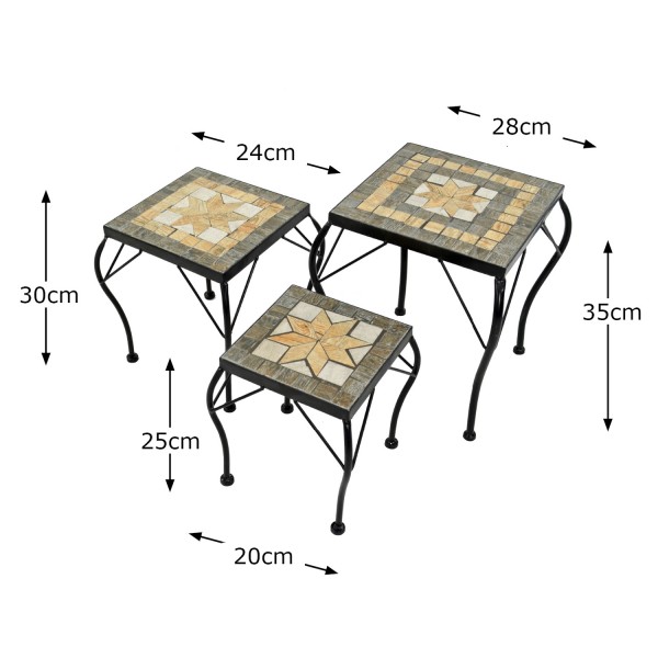 Europa Leisure Set Of 3 Low Square Plant Stands - Brava - Europa Leisure (UK)