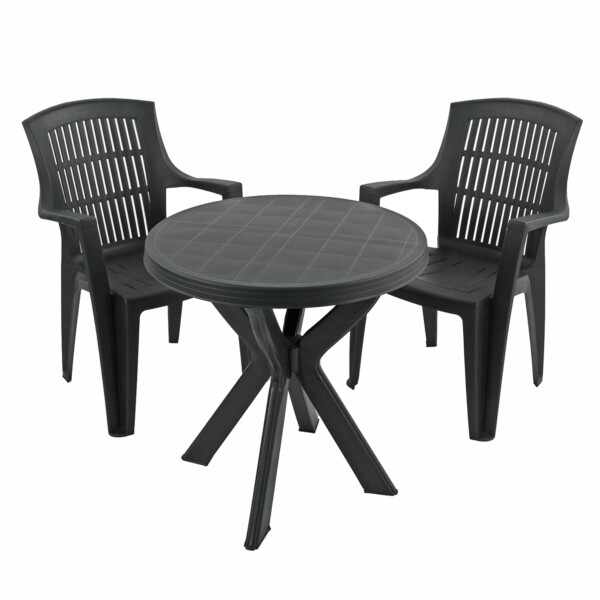 Europa Leisure TIVOLI Bistro Table With 2 PARMA Chairs Set Anthracite