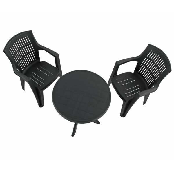 Europa Leisure TIVOLI Bistro Table With 2 PARMA Chairs Set Anthracite