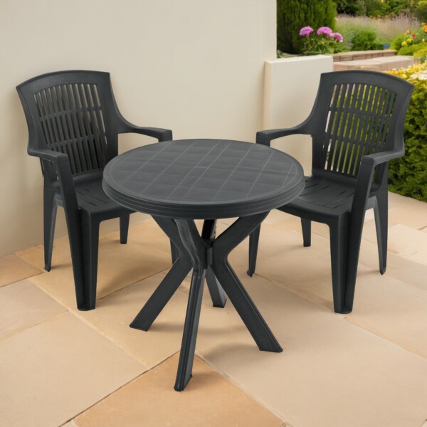 europa leisure TIVOLI Bistro Table with 2 PARMA Chairs Set Anthracite