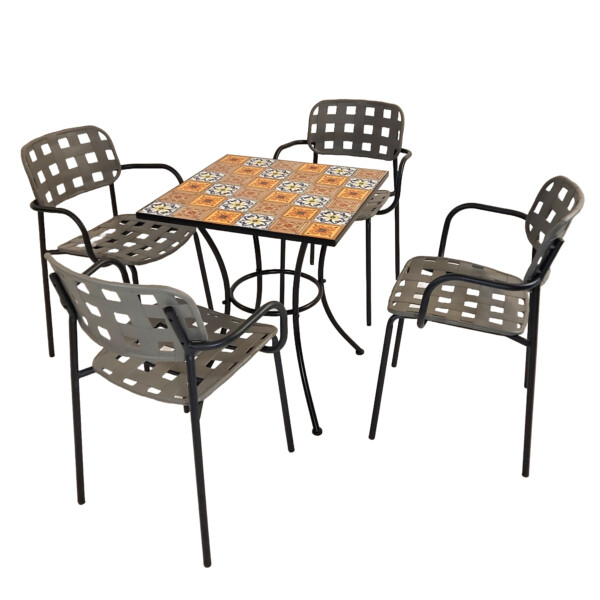 Europa Leisure Tobago Square Table With Karin Chairs In Grey & Black