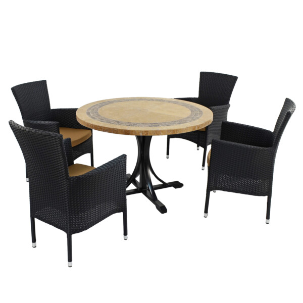 Europa Leisure VERMONT Dining Table With 4 STOCKHOLM Black Chairs Set