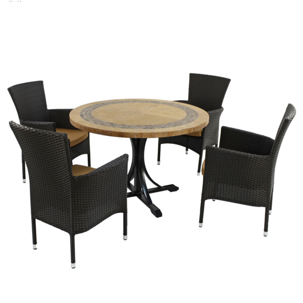 Europa Leisure VERMONT Dining Table With 4 STOCKHOLM Brown Chairs Set