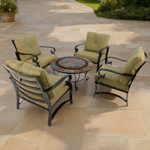 europa leisure VILLENA 91cm COFFEE Table with 4 WINDSOR DELUXE LOUNGE Chair Set