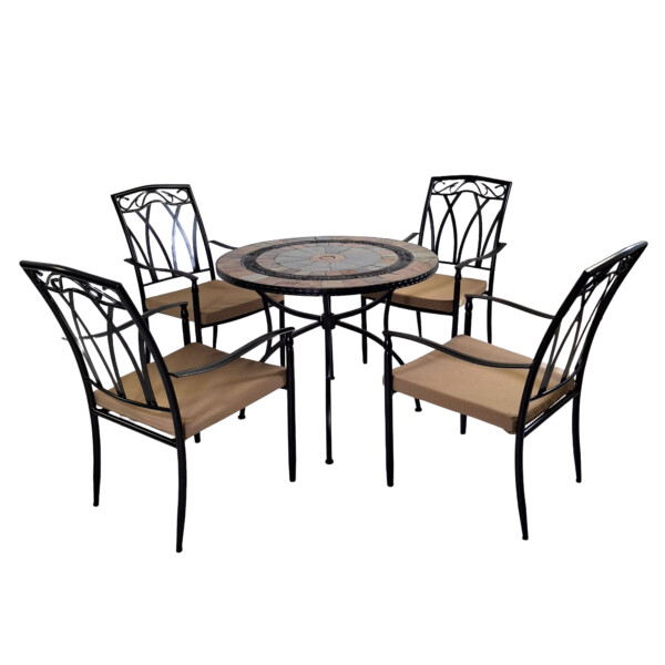 Europa Leisure VILLENA 91cm Patio Table With 4 ASCOT Chairs Set
