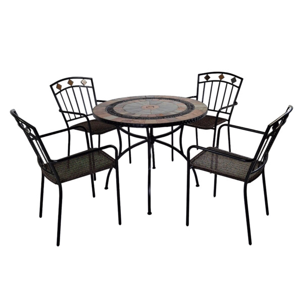 Europa Leisure VILLENA 91cm Patio Table With 4 MALAGA Chairs Set