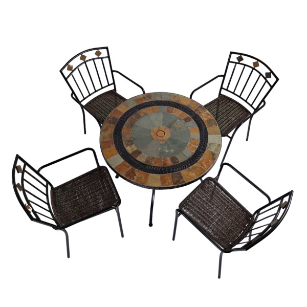 Europa Leisure VILLENA 91cm Patio Table With 4 MALAGA Chairs Set