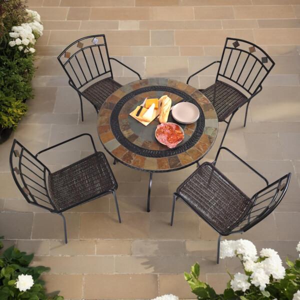 europa leisure VILLENA 91cm Patio Table with 4 MALAGA Chairs Set