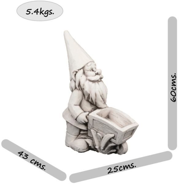 Europa Leisure Wheelbarrow Gnome - Antique Stone Effect