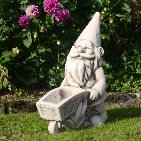 europa leisure Wheelbarrow Gnome - antique stone effect