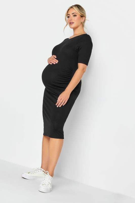 Evans BUMP IT UP MATERNITY Black Short Sleeve Midi Dress