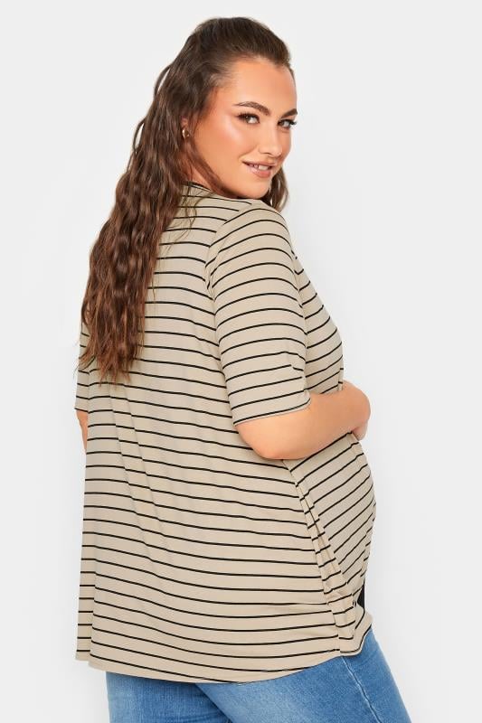 Evans BUMP IT UP MATERNITY Curve Beige Brown Stripe Print Nursing Top