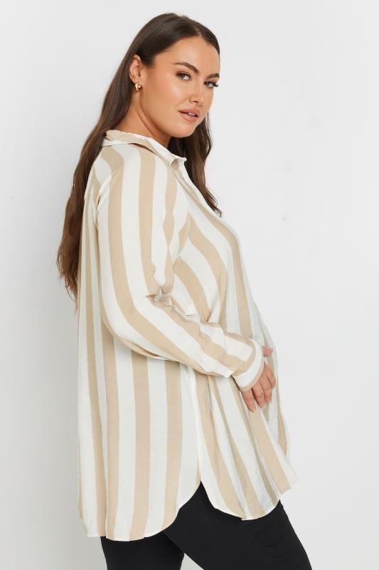 Evans BUMP IT UP MATERNITY Curve Beige Brown Stripe Shirt