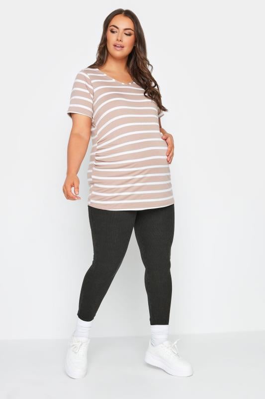 Evans BUMP IT UP MATERNITY Curve Black Acid Wash Ribbed Leggings