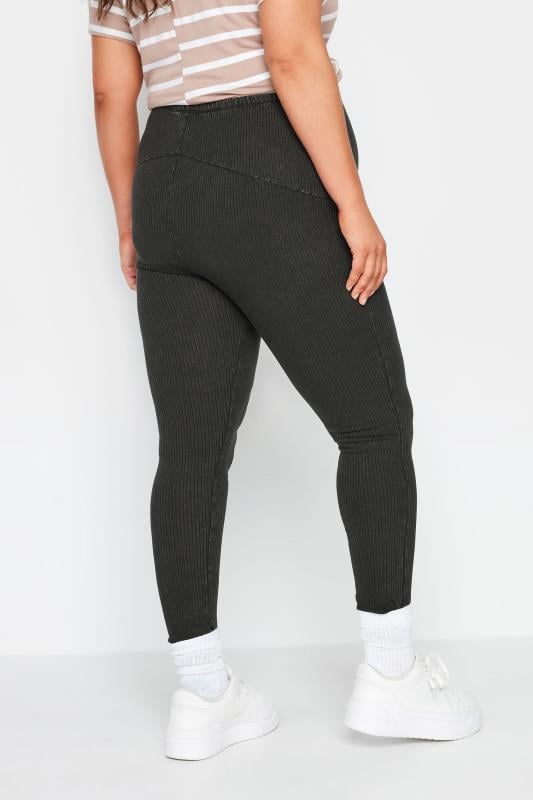 Evans BUMP IT UP MATERNITY Curve Black Acid Wash Ribbed Leggings