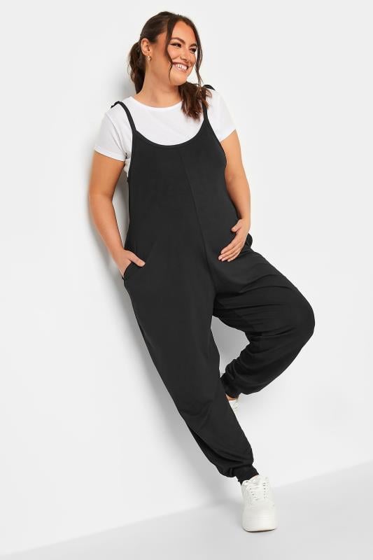 evans BUMP IT UP MATERNITY Curve Black Oversized Jumpsuit