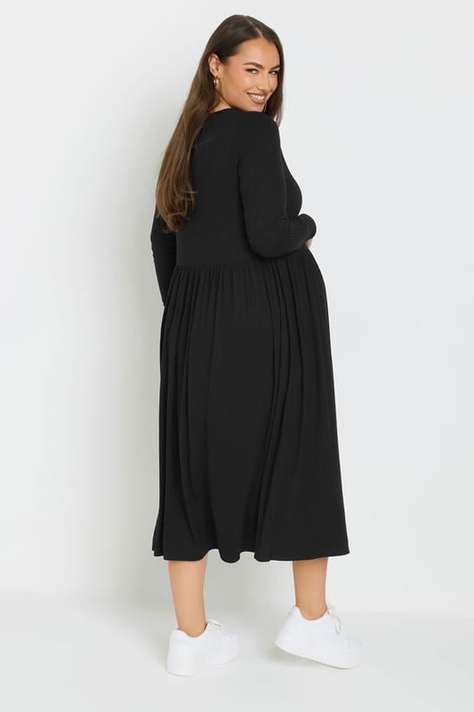 Evans BUMP IT UP MATERNITY Curve Black Premium Ribbed Button Through Dress