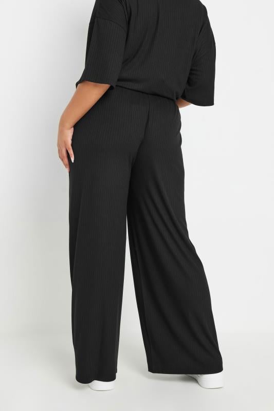 Evans BUMP IT UP MATERNITY Curve Black Premium Ribbed Wide Leg Trousers