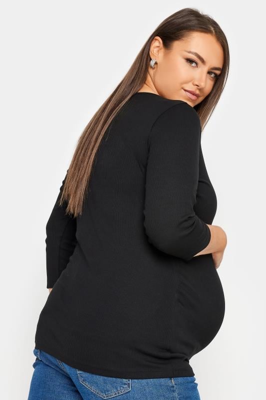 Evans BUMP IT UP MATERNITY Curve Black Ribbed Popper Fastening Top