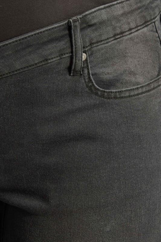 Evans BUMP IT UP MATERNITY Curve Black Washed Ripped AVA Jeans With Comfort Panel & Stretch