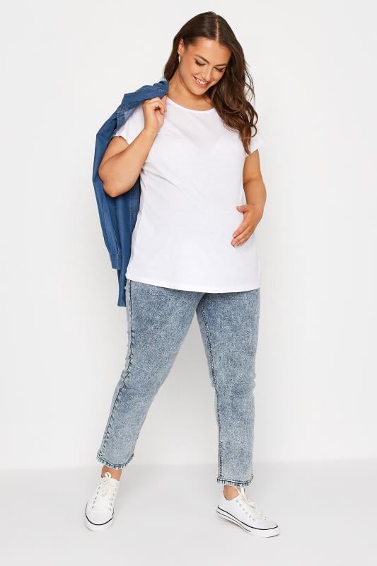 Evans BUMP IT UP MATERNITY Curve Bleach Blue Stretch Mom Jeans
