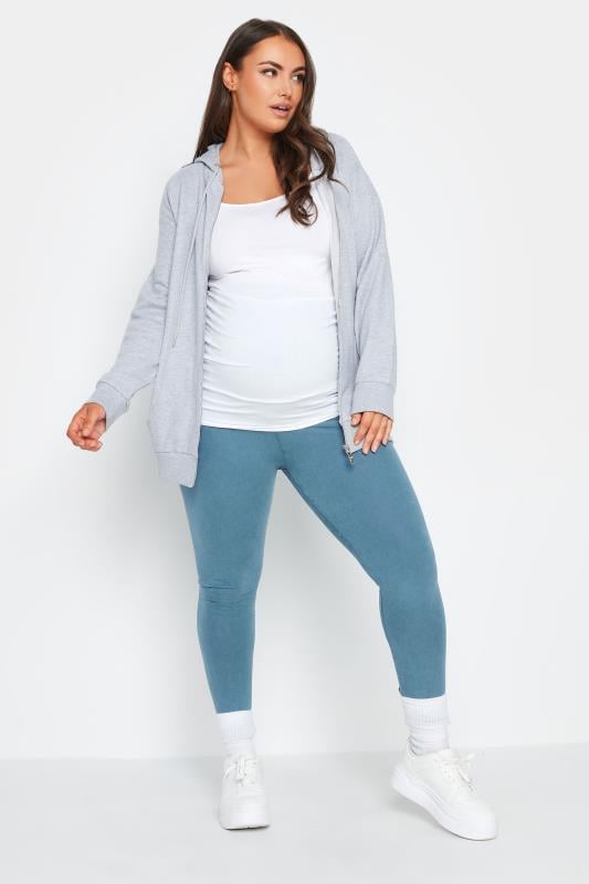 Evans BUMP IT UP MATERNITY Curve Blue Acid Wash Leggings