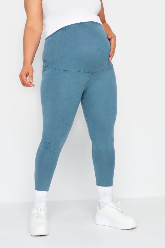 evans BUMP IT UP MATERNITY Curve Blue Acid Wash Leggings