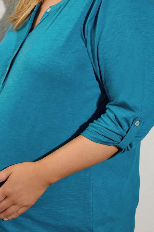 Evans BUMP IT UP MATERNITY Curve Blue Slub Jersey Top