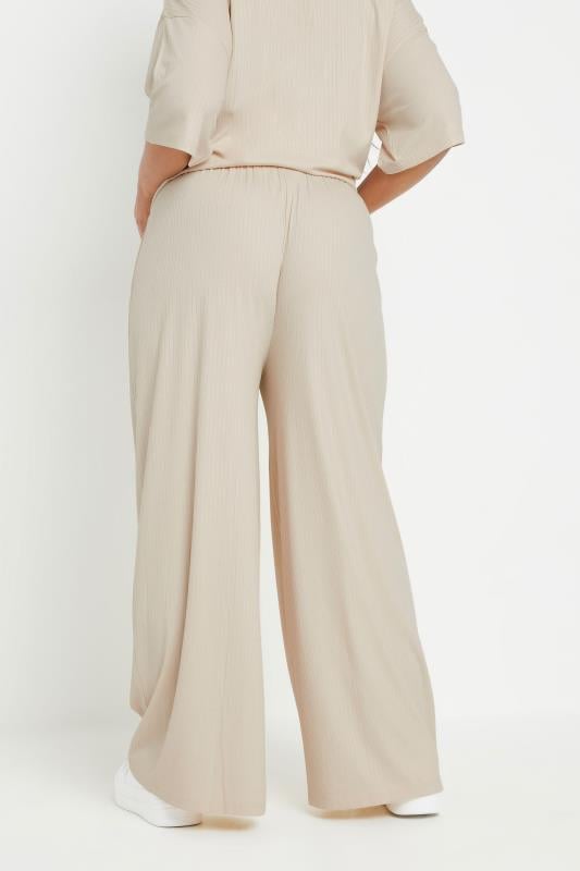 Evans BUMP IT UP MATERNITY Curve Cream Premium Modal Ribbed Wide Leg Trousers