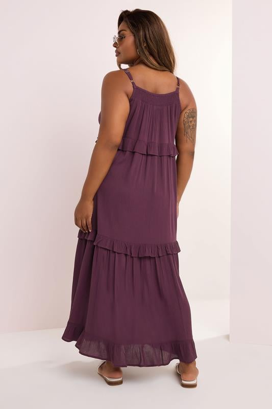 Evans BUMP IT UP MATERNITY Curve Dark Purple Tiered Frill Maxi Dress
