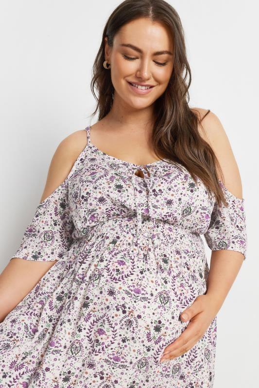 Evans BUMP IT UP MATERNITY Curve Ivory White Paisley Print Maxi Dress