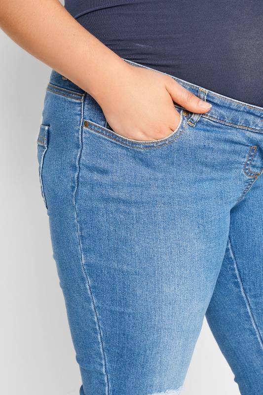 Evans BUMP IT UP MATERNITY Curve Light Blue Ripped Stretch AVA Jeans With Comfort Panel