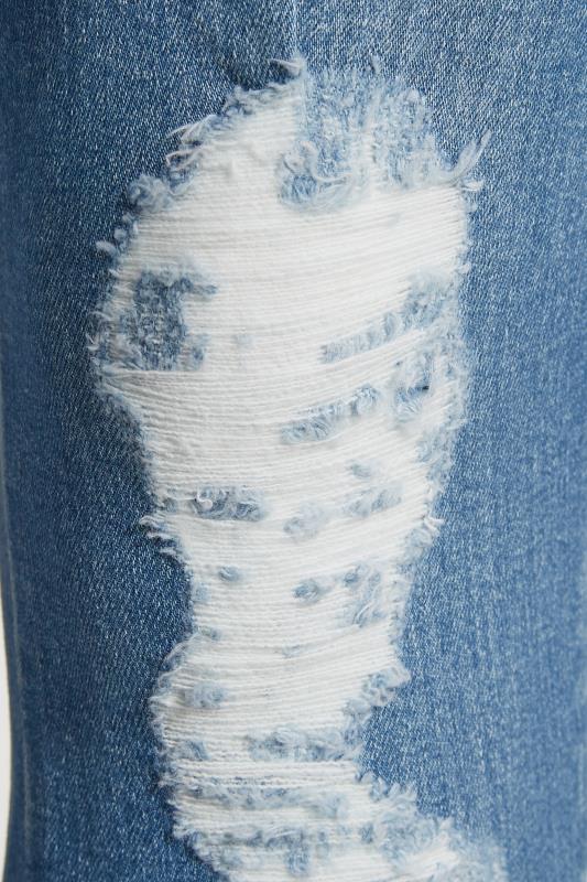 Evans BUMP IT UP MATERNITY Curve Light Blue Ripped Stretch AVA Jeans With Comfort Panel