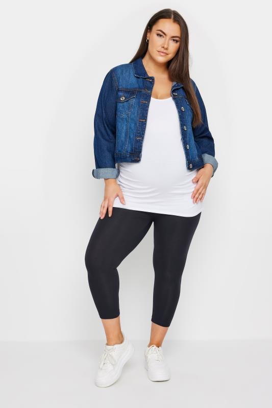 Evans BUMP IT UP MATERNITY Curve Navy Blue Stretch Cropped Leggings