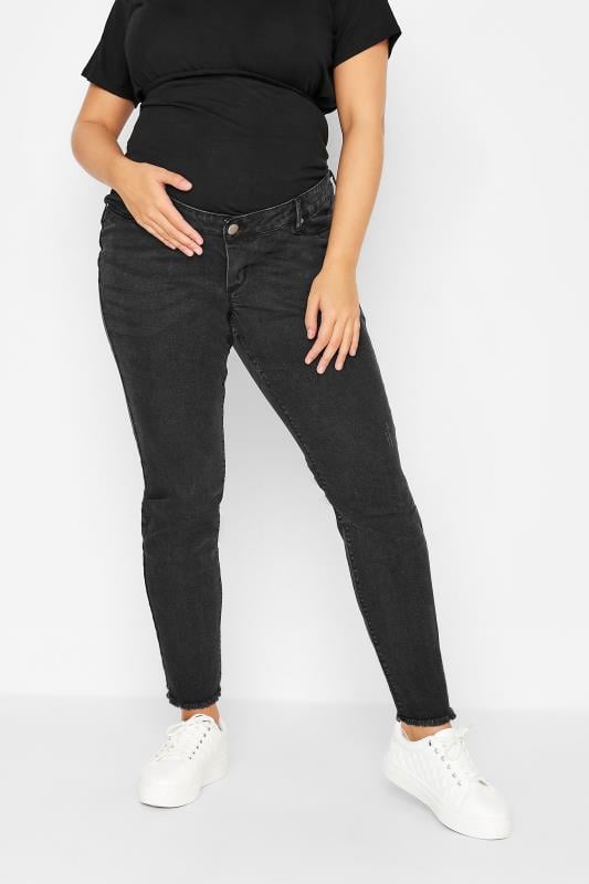 evans BUMP IT UP MATERNITY Curve Washed Black Push Up Stretch AVA Jeans