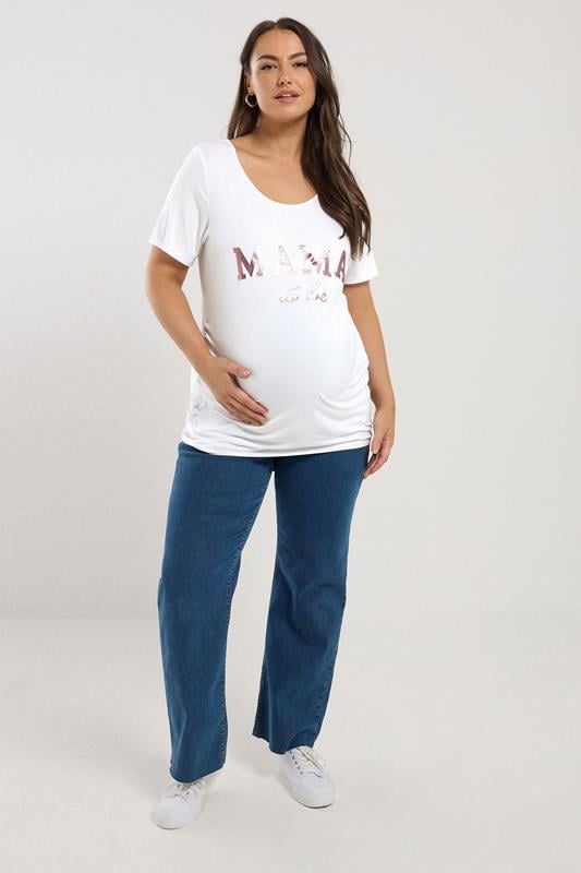 Evans BUMP IT UP MATERNITY Curve White 'Mama To Be' Slogan T-shirt
