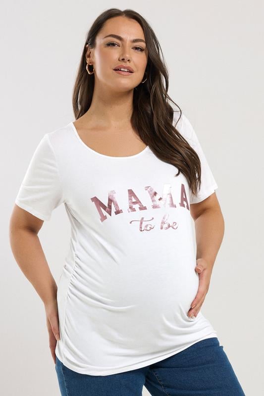 evans BUMP IT UP MATERNITY Curve White 'Mama To Be' Slogan T-shirt