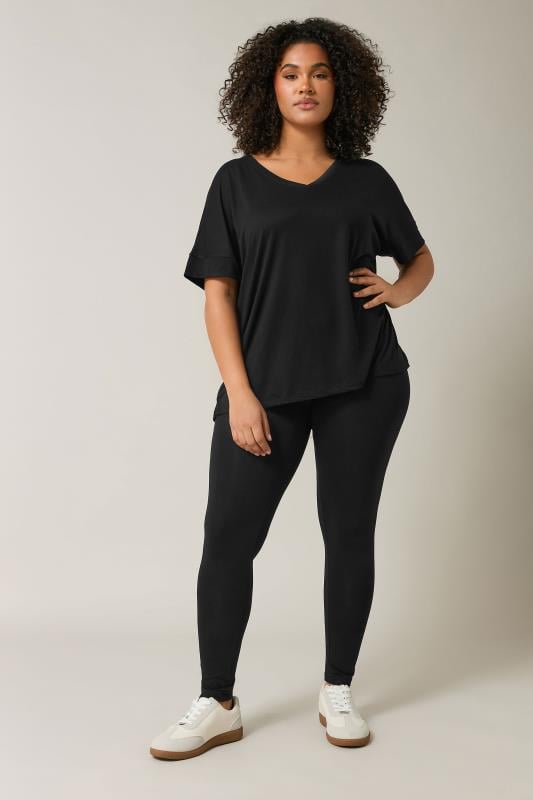 Evans EVANS 2 PACK Curve Black Cotton Stretch Leggings