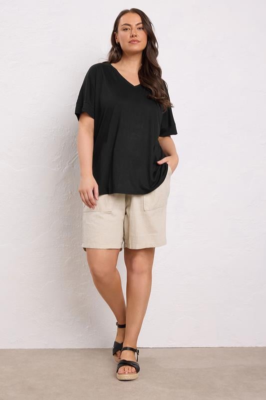 Evans EVANS 2 PACK Curve Black V-Neck Modal Rich T-Shirts