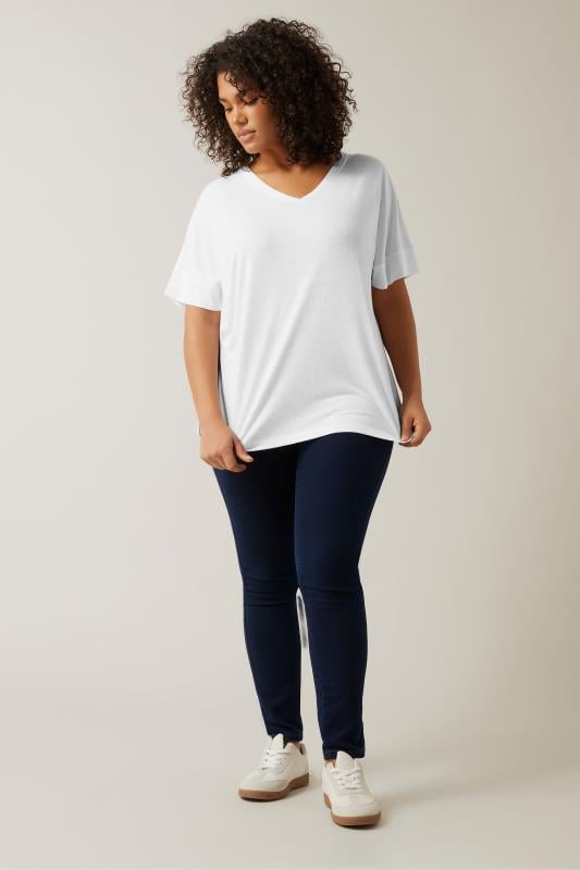 Evans EVANS 2 PACK Curve White & Black V-Neck Modal Rich T-Shirts