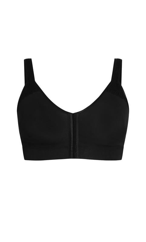 Evans Evans Black Comfort Cotton Non-Wired Front Fastening Bra