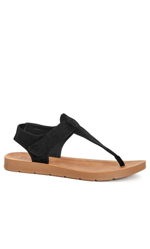 Evans Evans Black EXTRA WIDE FIT Sporty Toe Post Sandal