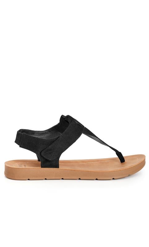 Evans Evans Black EXTRA WIDE FIT Sporty Toe Post Sandal