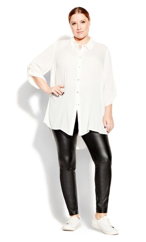 Evans Evans Black Faux Leather Elasticated Waist Leggings